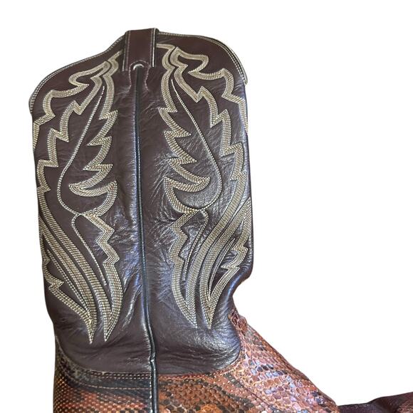 Justin Cowboy Boots Women's Size 7.5 Brown Snake Skin - Picture 6 of 11